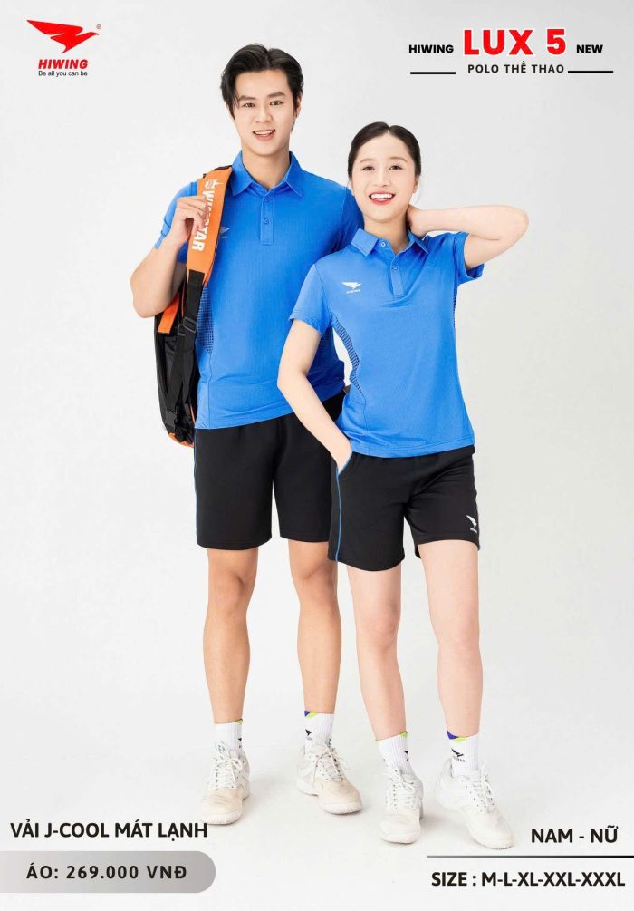 Áo Cầu Lông, Áo Pickleball, Áo Golf Hiwing LUXURY 5 Nam Nữ Màu Xanh Da