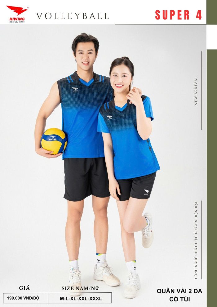 Áo Bóng Chuyền Pickleball Cầu Lông Hiwing Super 4 Màu Xanh New 2026