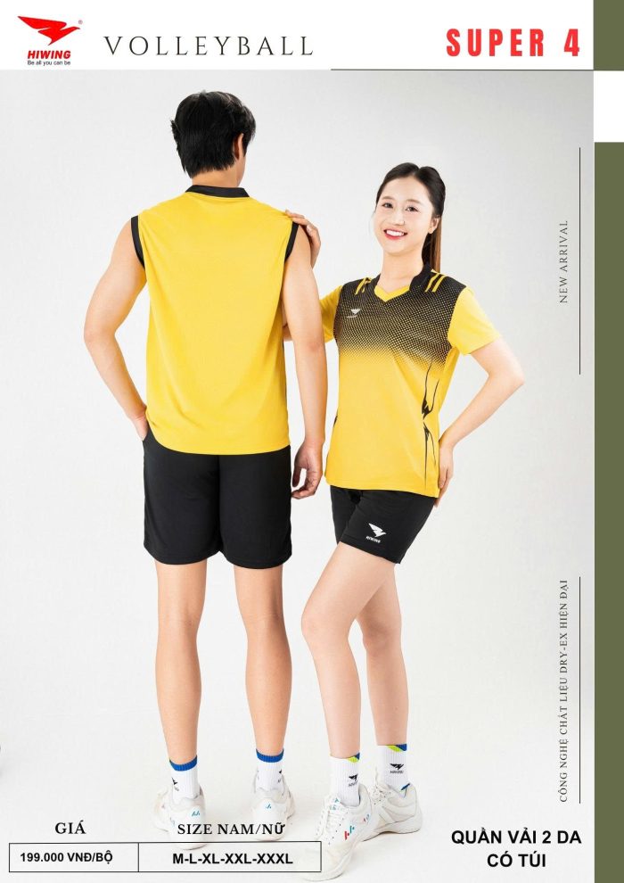 Áo Bóng Chuyền Pickleball Cầu Lông Hiwing Super 4 Màu Vàng New 2026