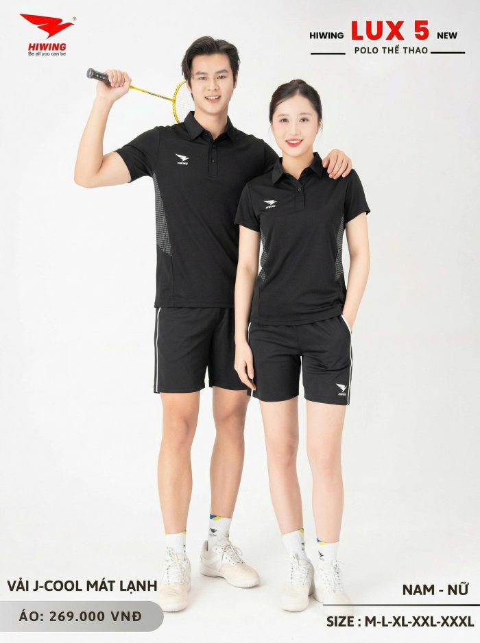 Áo Cầu Lông Pickleball Bóng Chuyền Hiwing Lux 5 Màu Đen