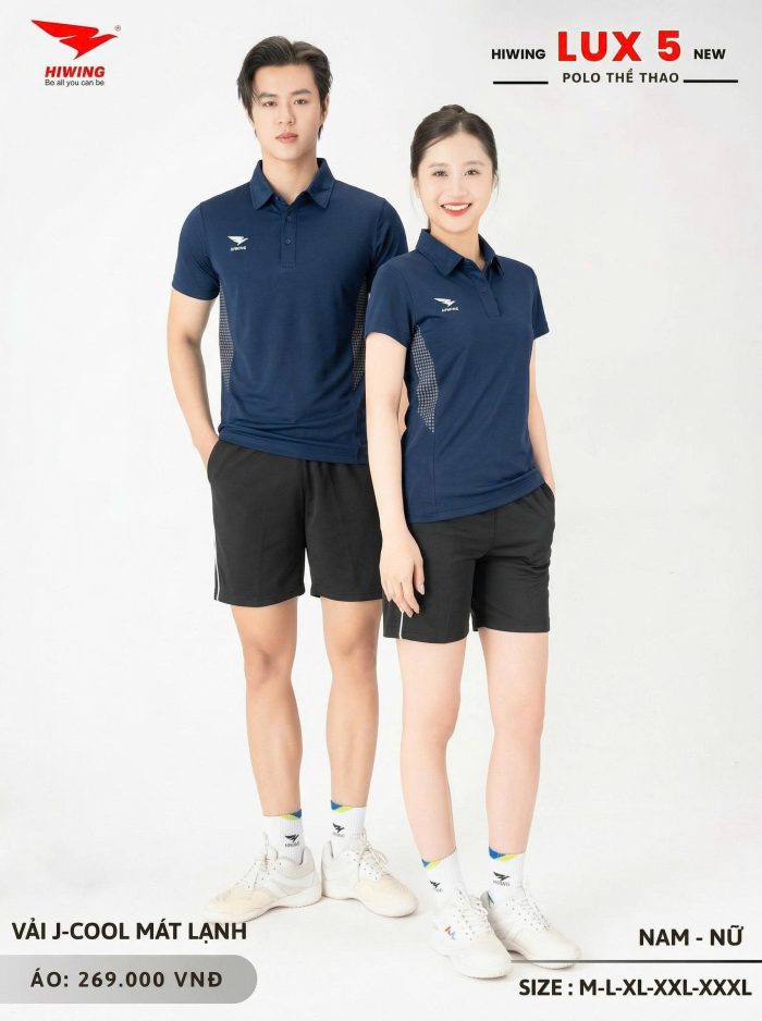 Áo Cầu Lông Pickleball Bóng Chuyền Hiwing Lux 5 Màu Xanh Than