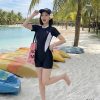 Bộ Đồ Bơi Nữ Hiwing SW4 Liền Thân Tay Ngắn Kín Đáo – Co Giãn 4 Chiều, Kháng Clo Tối Ưu