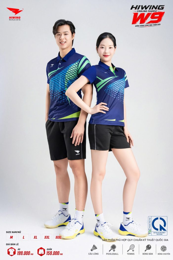 Áo Cầu Lông Pickleball Bóng Chuyền Hiwing W9 Nam Nữ Màu Xanh Navi